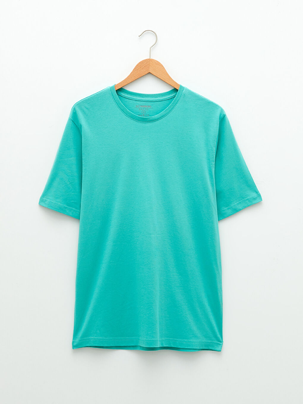 Turkuaz Bisiklet Yaka Penye Erkek Tişört-5