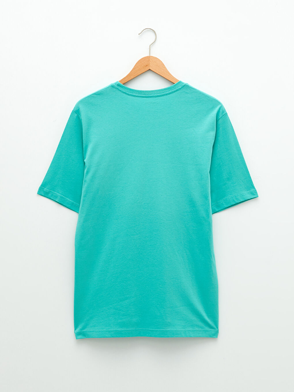 Turkuaz Bisiklet Yaka Penye Erkek Tişört-6