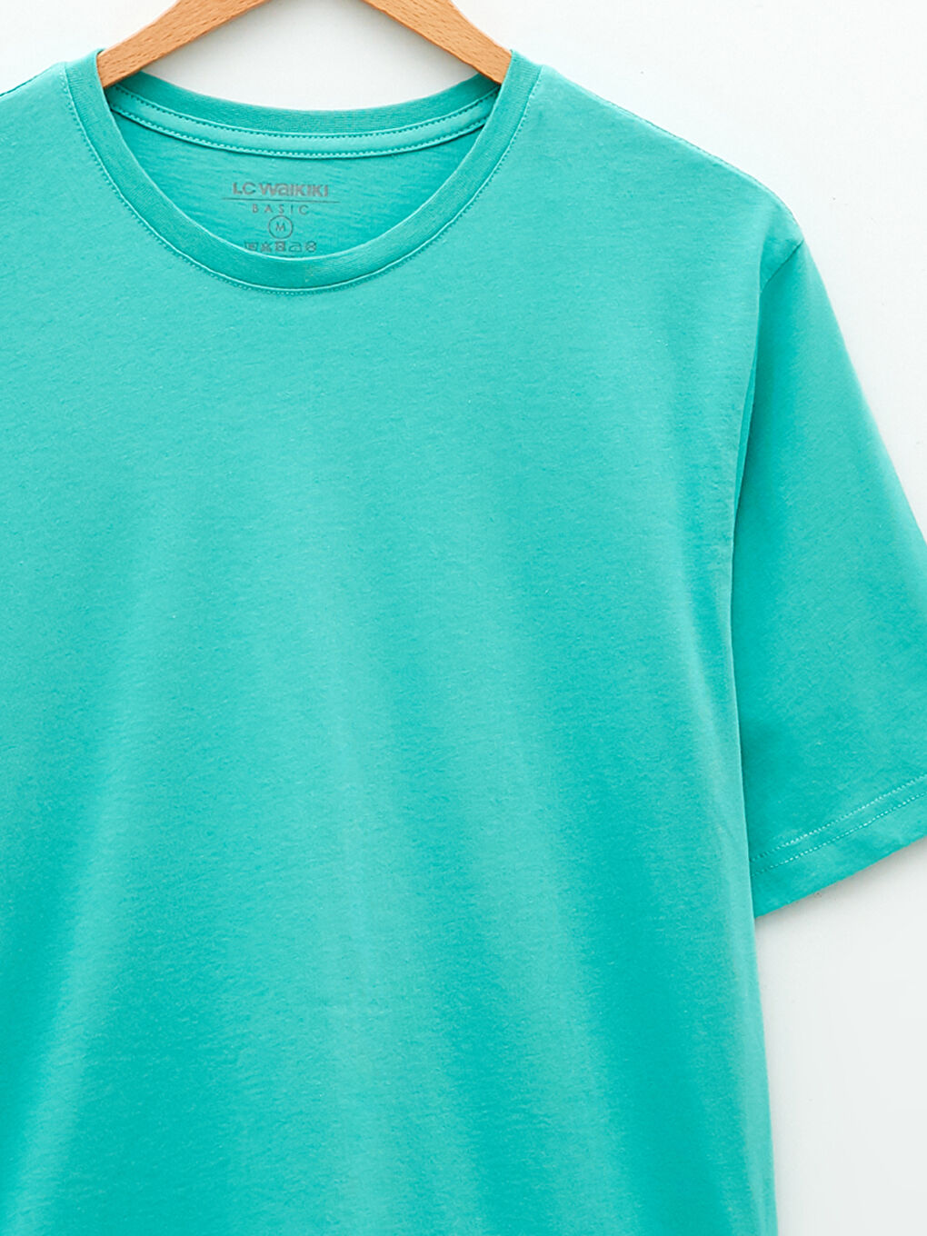 Turkuaz Bisiklet Yaka Penye Erkek Tişört-7