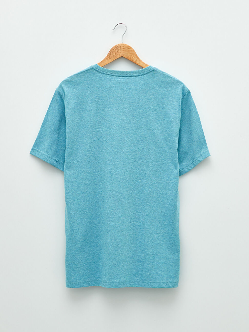 Turkuaz V Yaka Kısa Kollu Penye Erkek Tişört-6