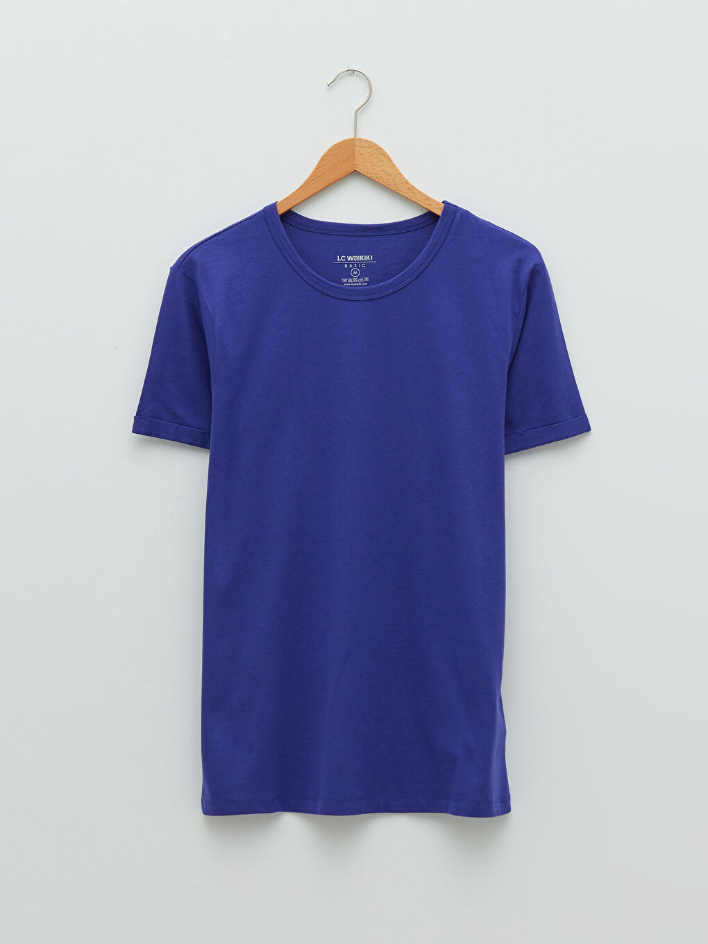 Mor Bisiklet Yaka Penye Erkek Tişört-5