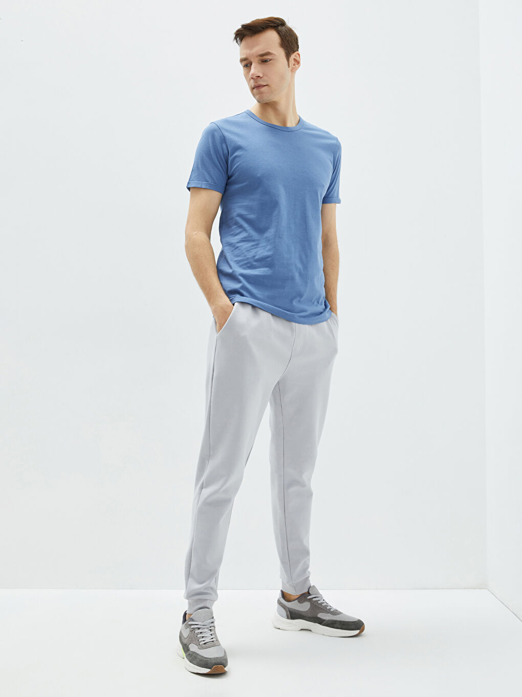 Mavi Bisiklet Yaka Penye Erkek Tişört-2