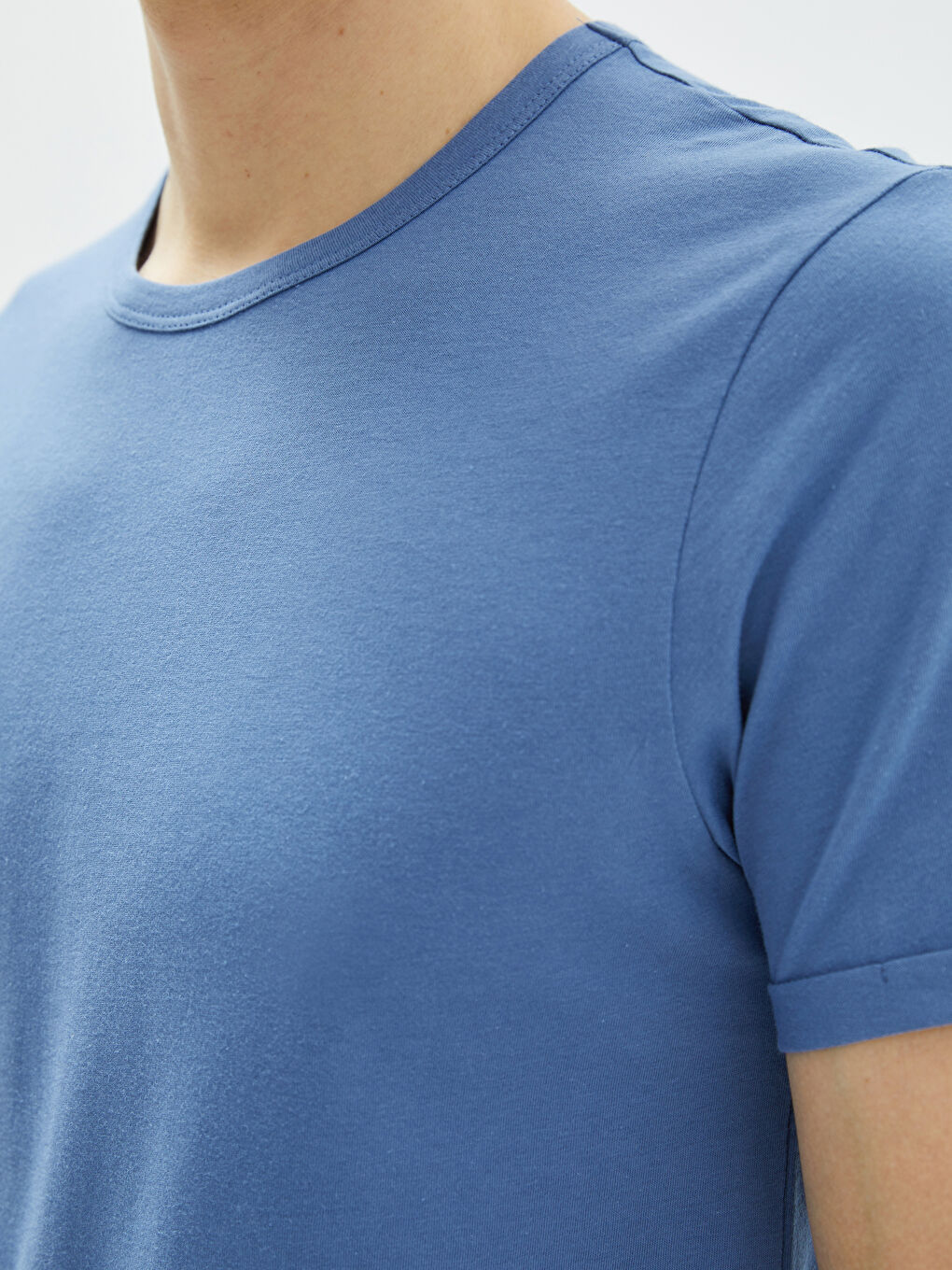 Mavi Bisiklet Yaka Penye Erkek Tişört-3