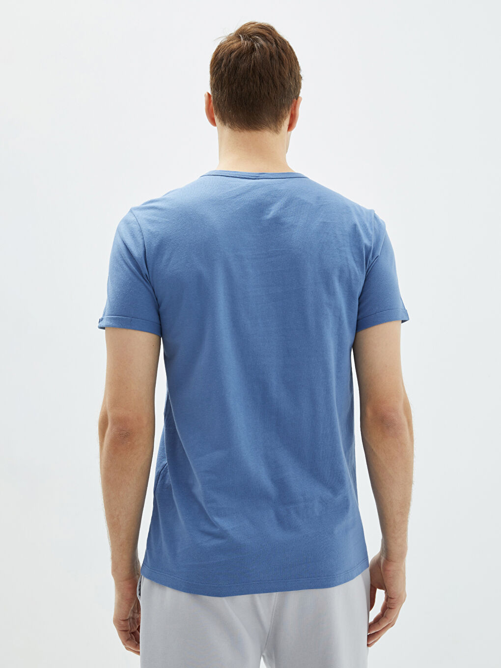 Mavi Bisiklet Yaka Penye Erkek Tişört-4