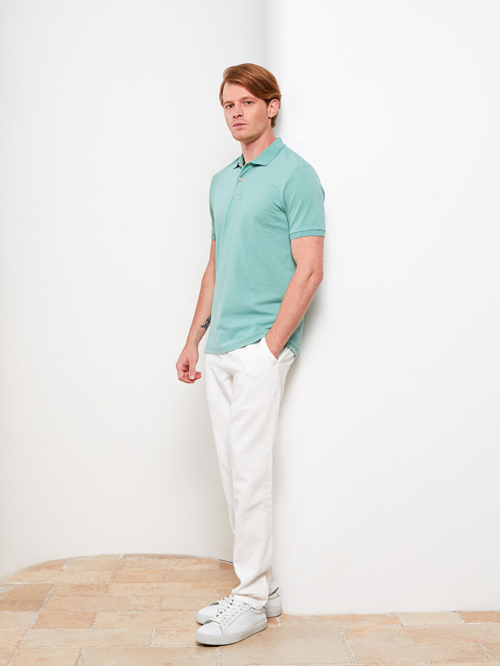 Мужская футболка-поло из пике с короткими рукавами