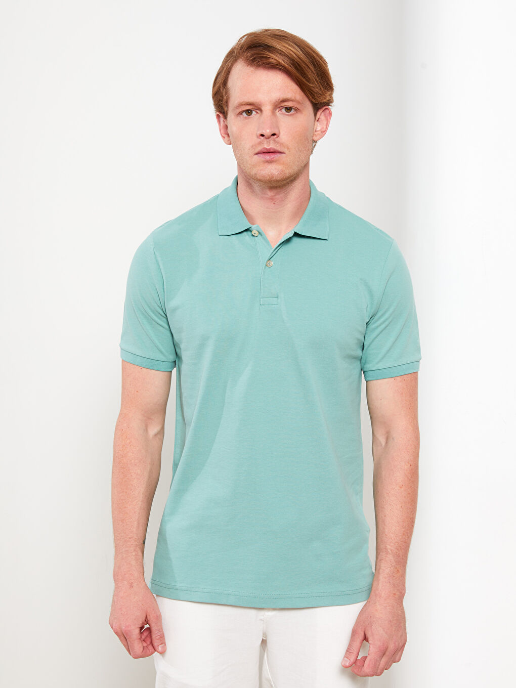 Мужская футболка-поло из пике с короткими рукавами-2