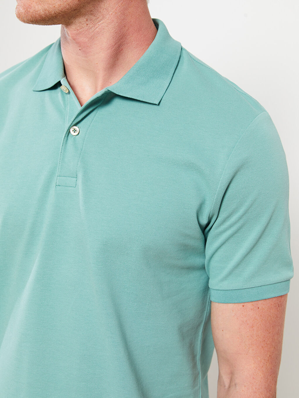 Мужская футболка-поло из пике с короткими рукавами-3