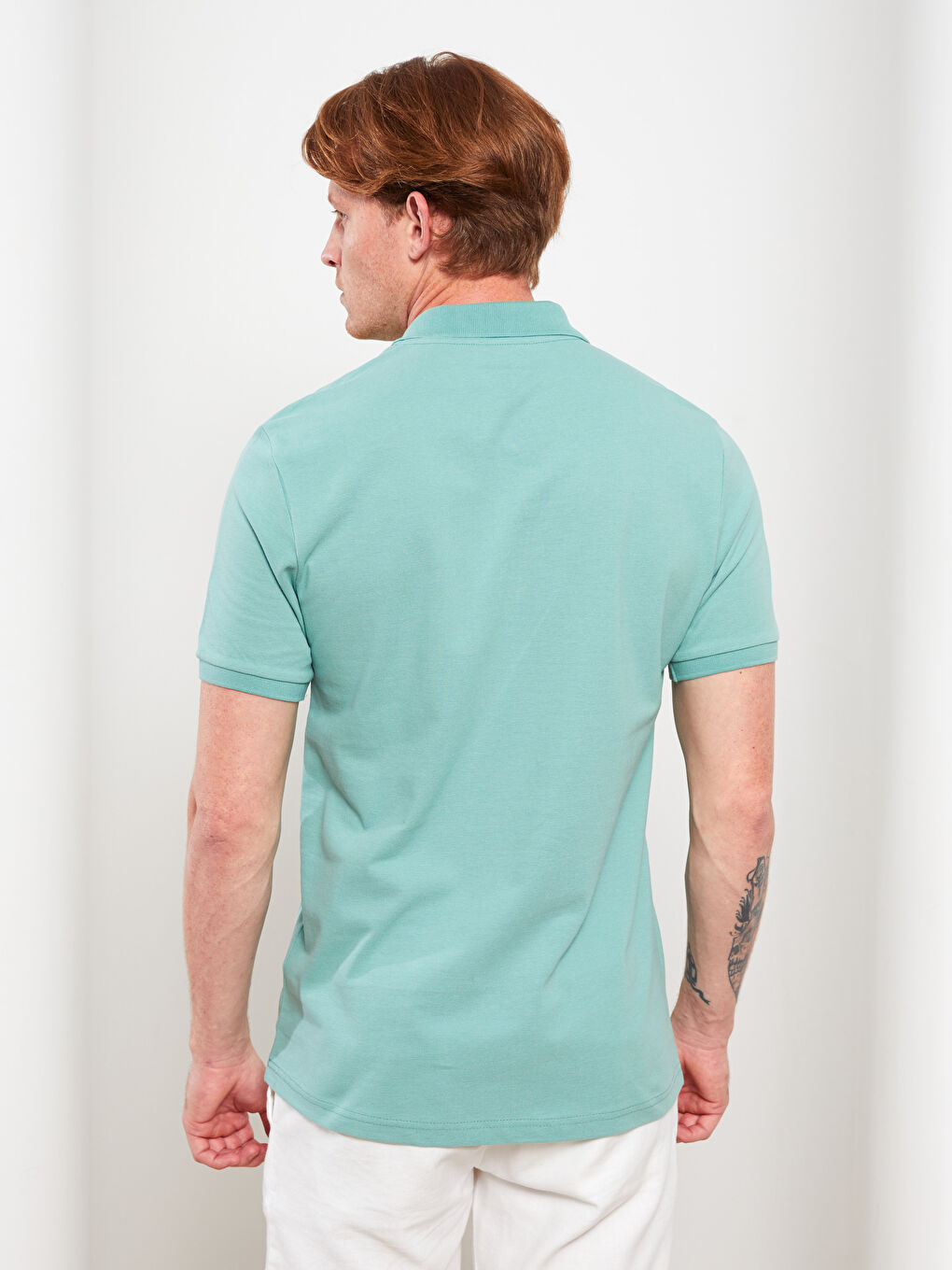 Мужская футболка-поло из пике с короткими рукавами-4