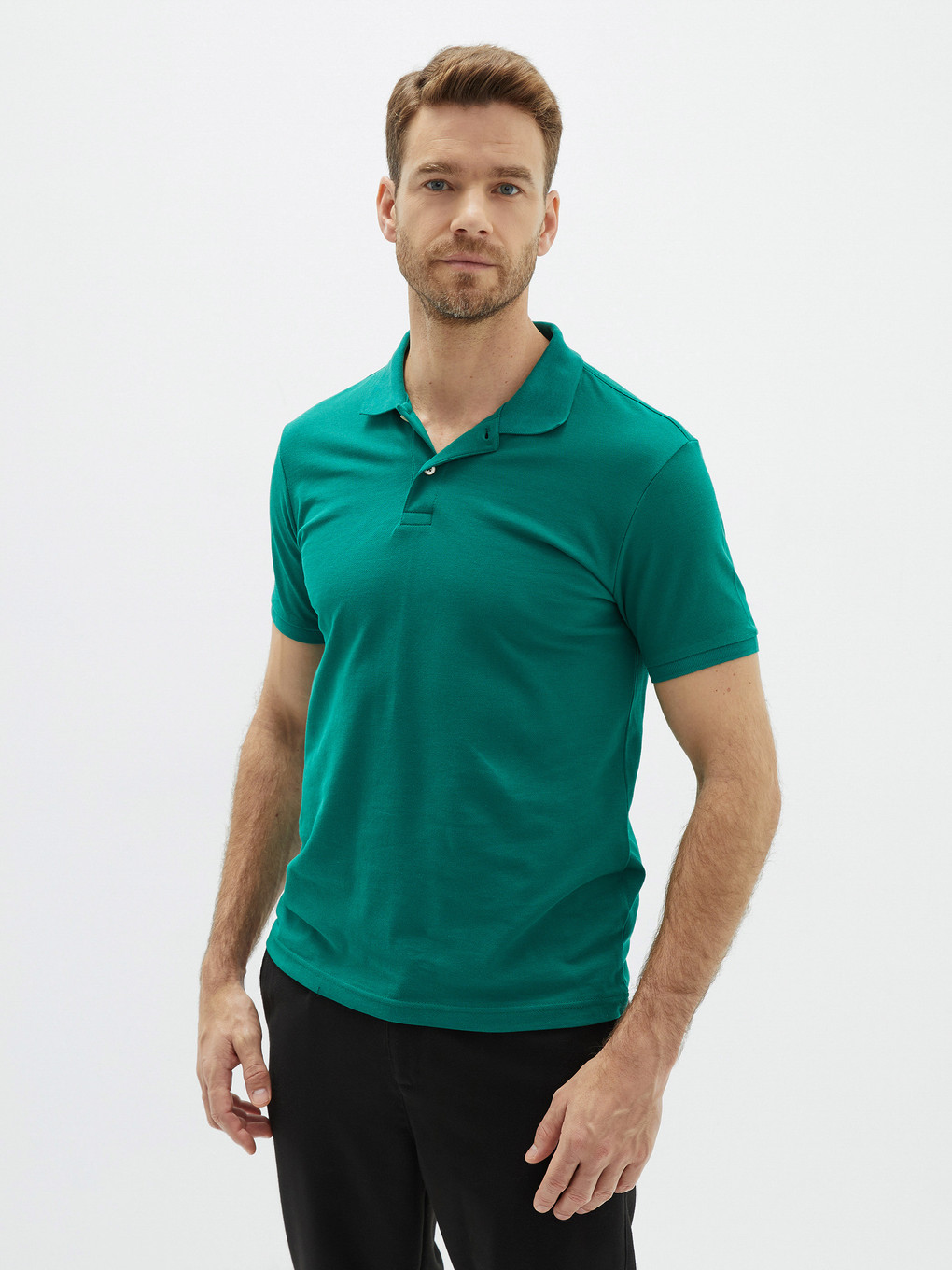 Polo Neck Short Sleeve Pique Men's T-shirt-1