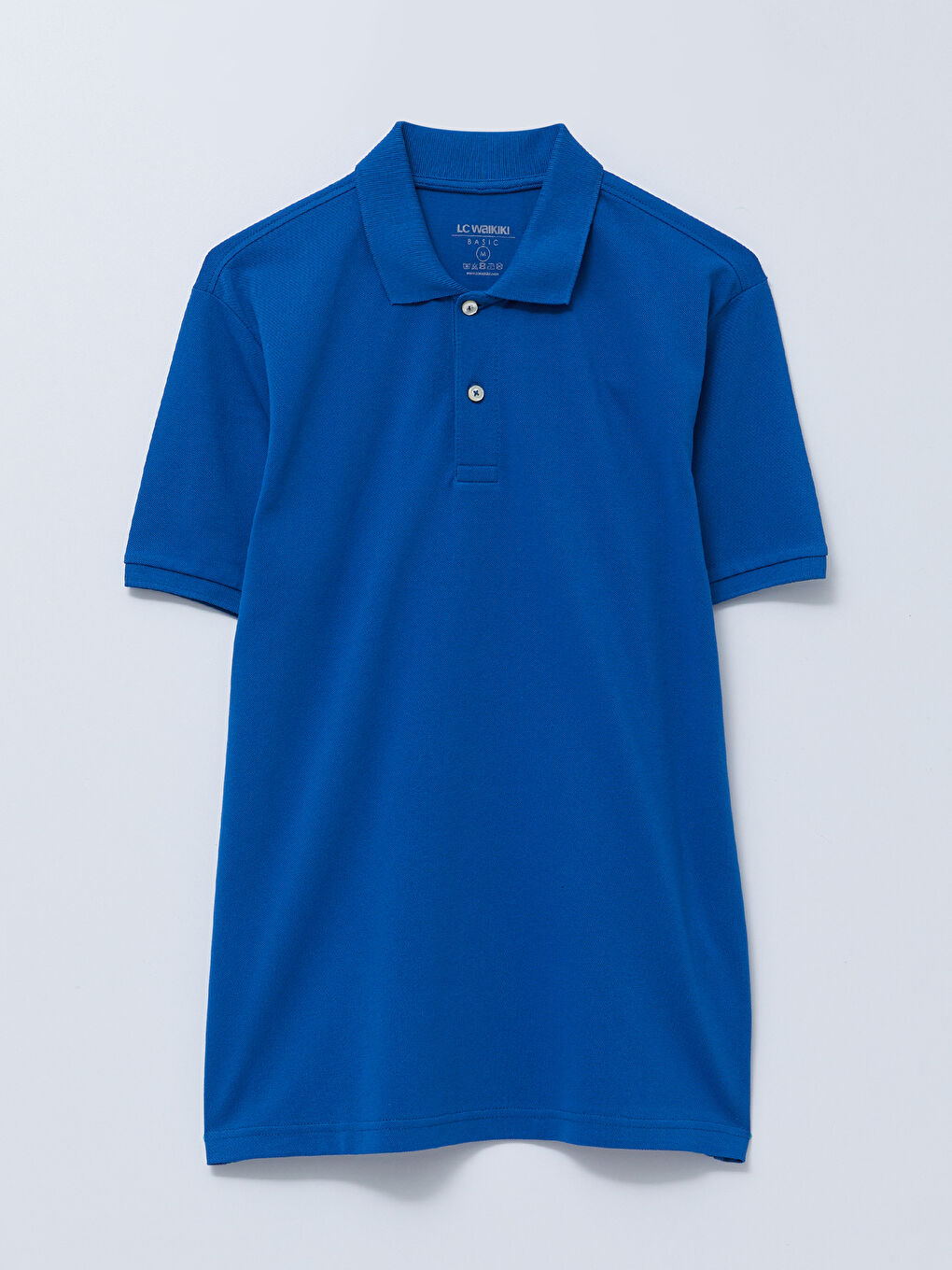 Mavi Polo Yaka Kısa Kollu Pike Erkek Tişört-6