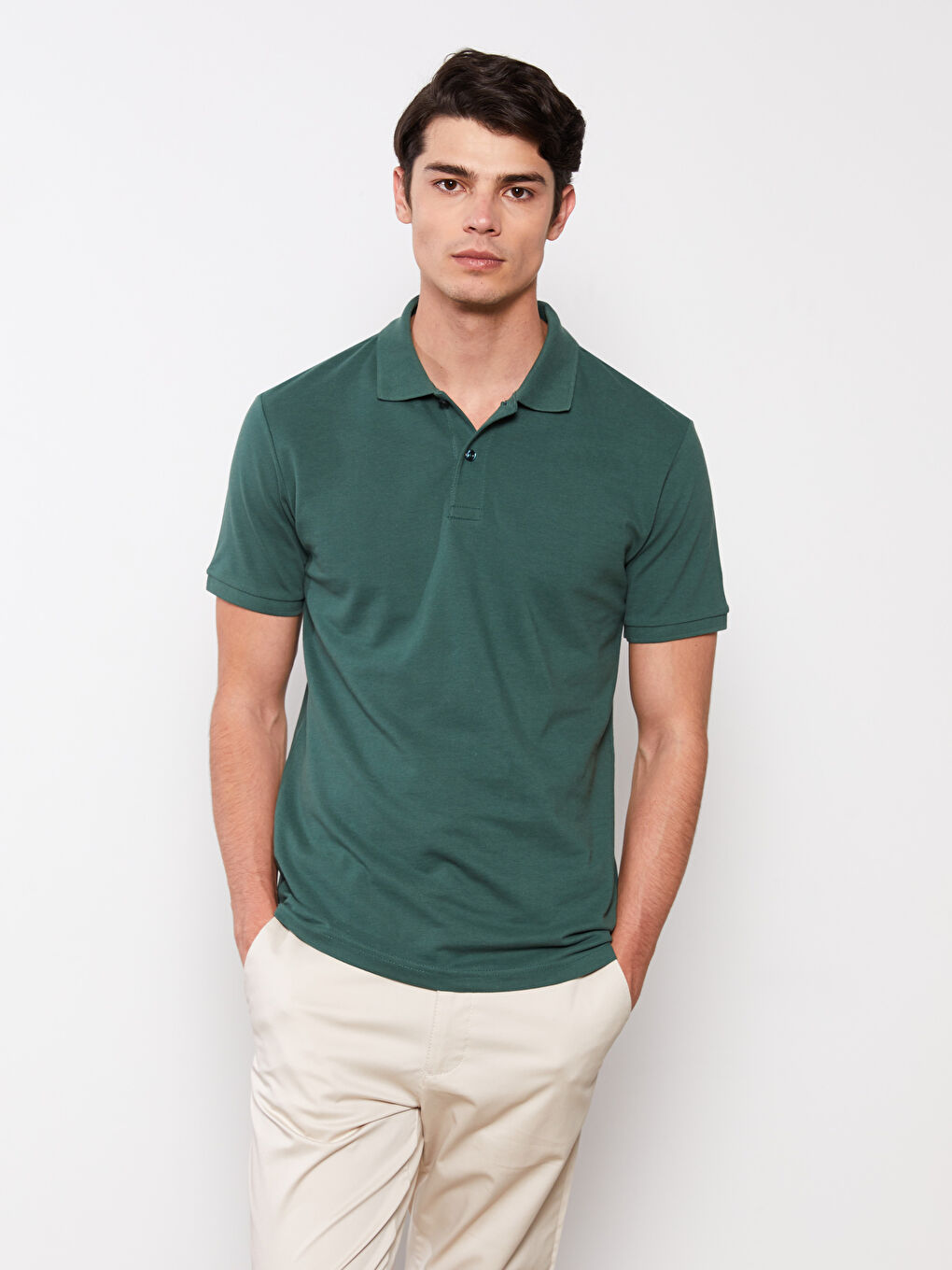 Polo Neck Short Sleeve Pique Men's T-Shirt-1