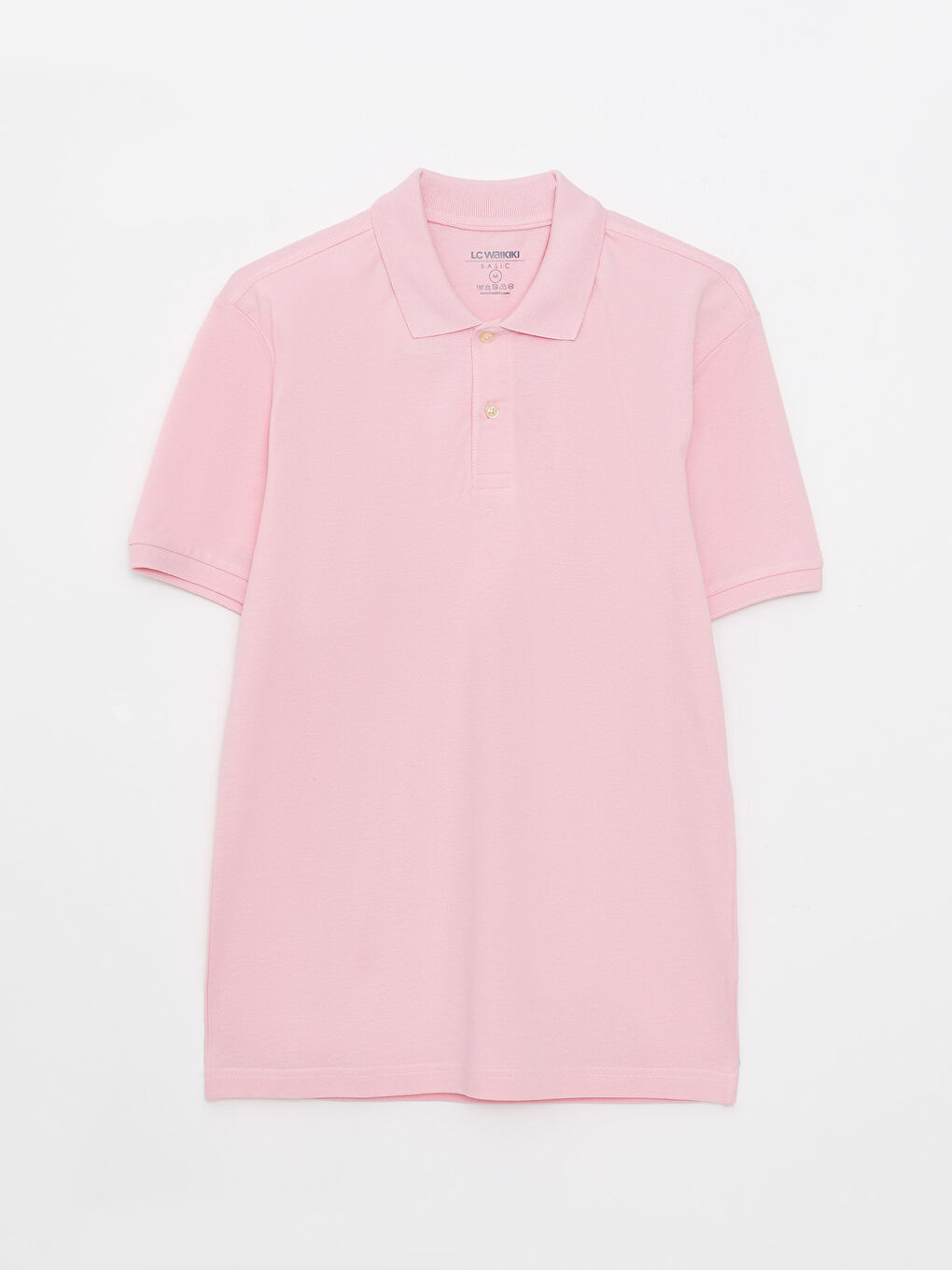 Pembe Polo Yaka Kısa Kollu Pike Erkek Tişört-5