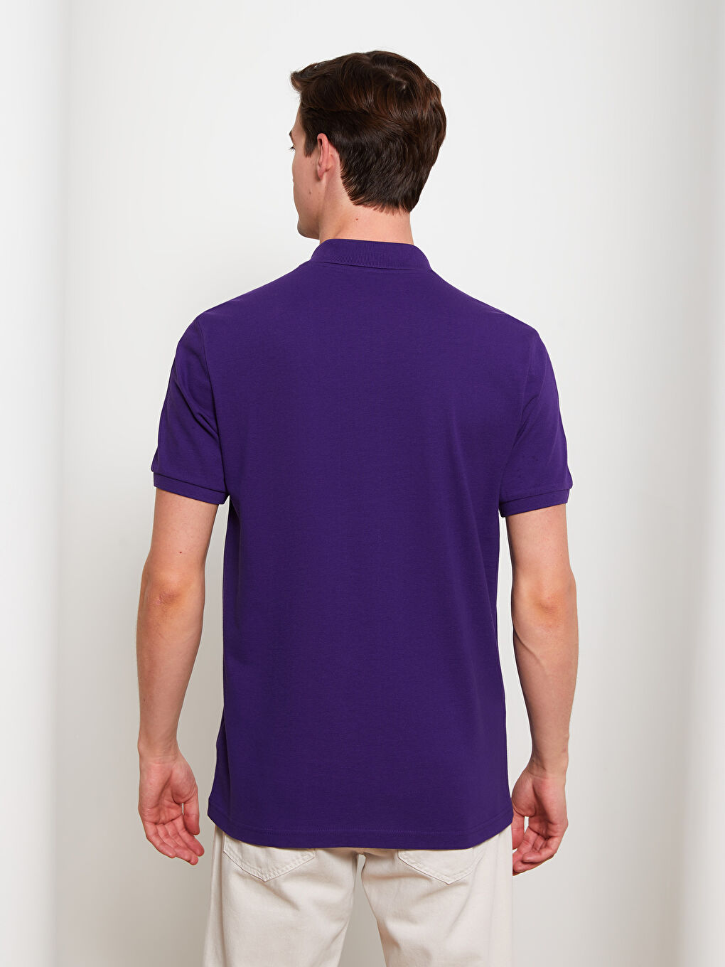 Mor Polo Yaka Kısa Kollu Pike Erkek Tişört-4