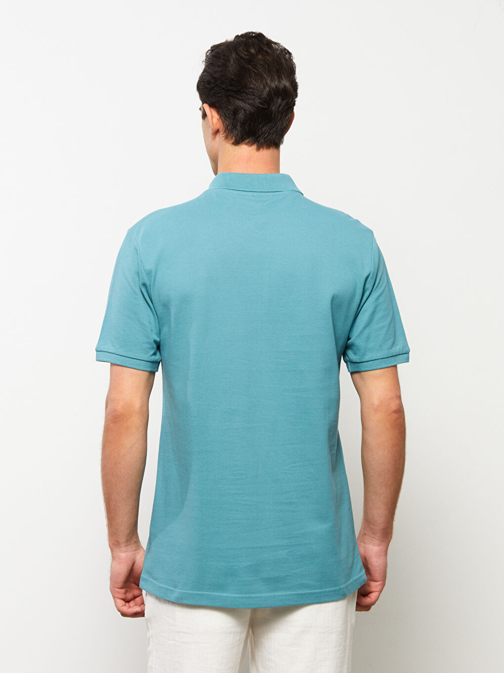 Turkuaz Polo Yaka Kısa Kollu Pike Erkek Tişört-4