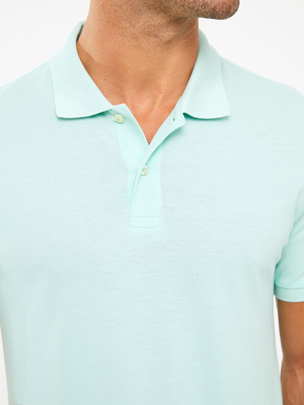 Turkuaz Polo Yaka Kısa Kollu Pike Erkek Tişört-3