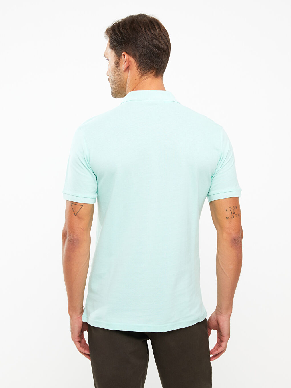 Turkuaz Polo Yaka Kısa Kollu Pike Erkek Tişört-4
