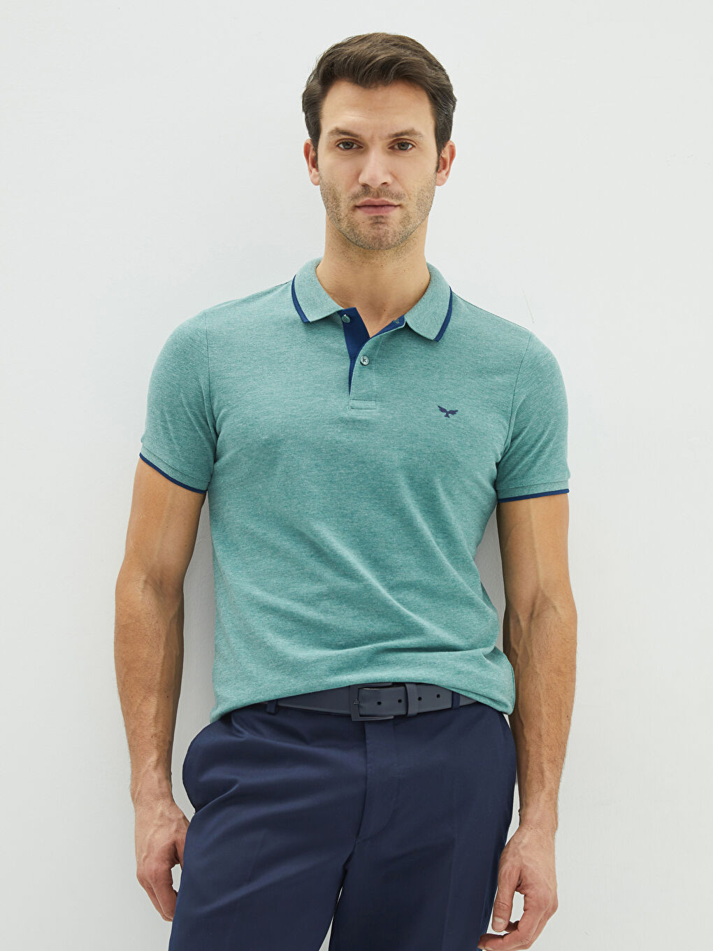 Yeşil Polo Yaka Kısa Kollu Pike Erkek Tişört