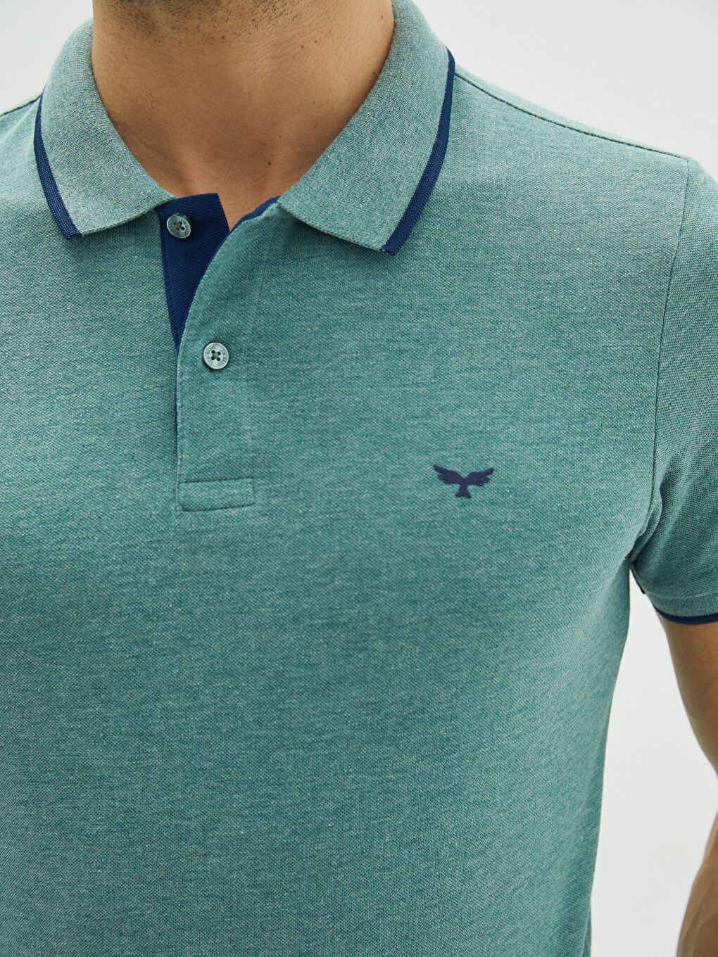 Yeşil Polo Yaka Kısa Kollu Pike Erkek Tişört-3