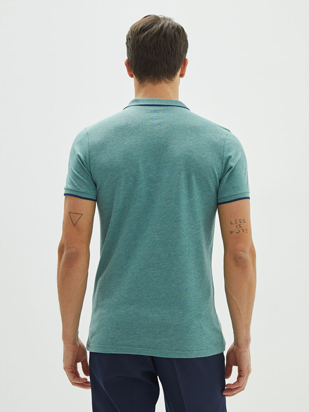 Yeşil Polo Yaka Kısa Kollu Pike Erkek Tişört-4