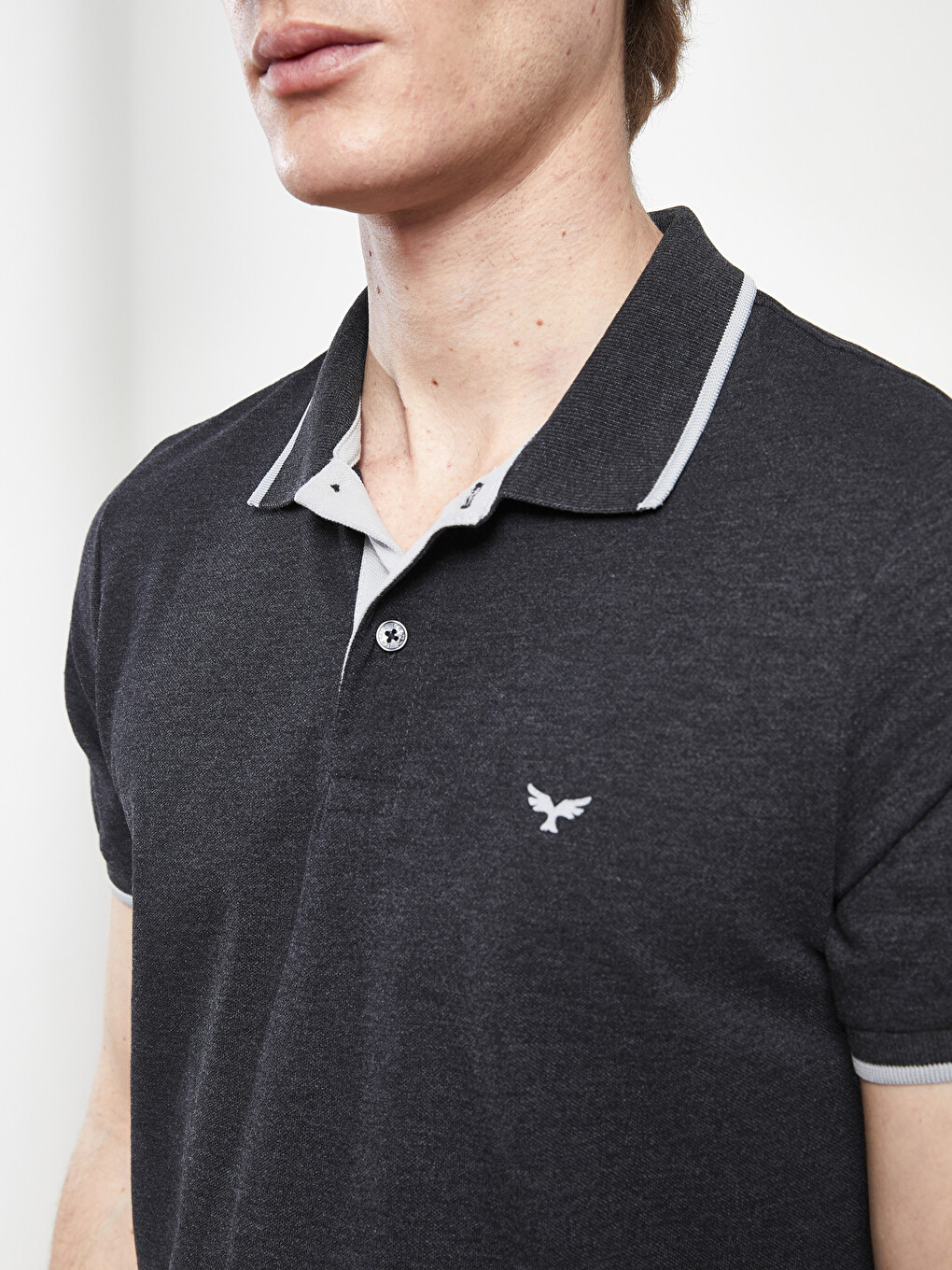 Polo Neck Short Sleeve Pique Men's T-shirt-3