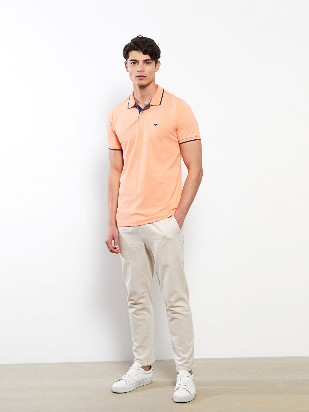 Turuncu Polo Yaka Kısa Kollu Pike Erkek Tişört