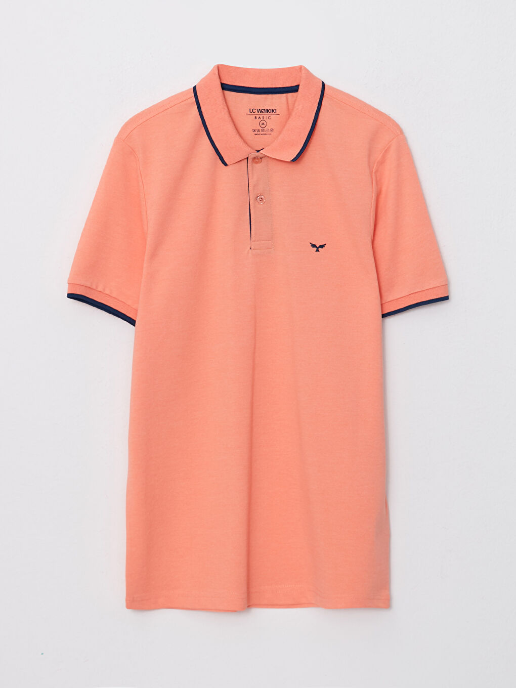 Turuncu Polo Yaka Kısa Kollu Pike Erkek Tişört-5