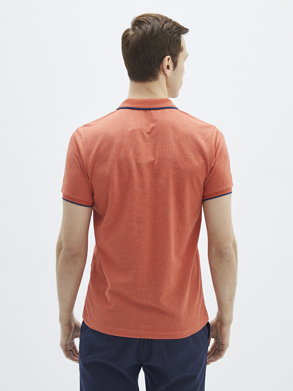 Ерлерге арналған поло жағалы қысқа жең пике футболка-4