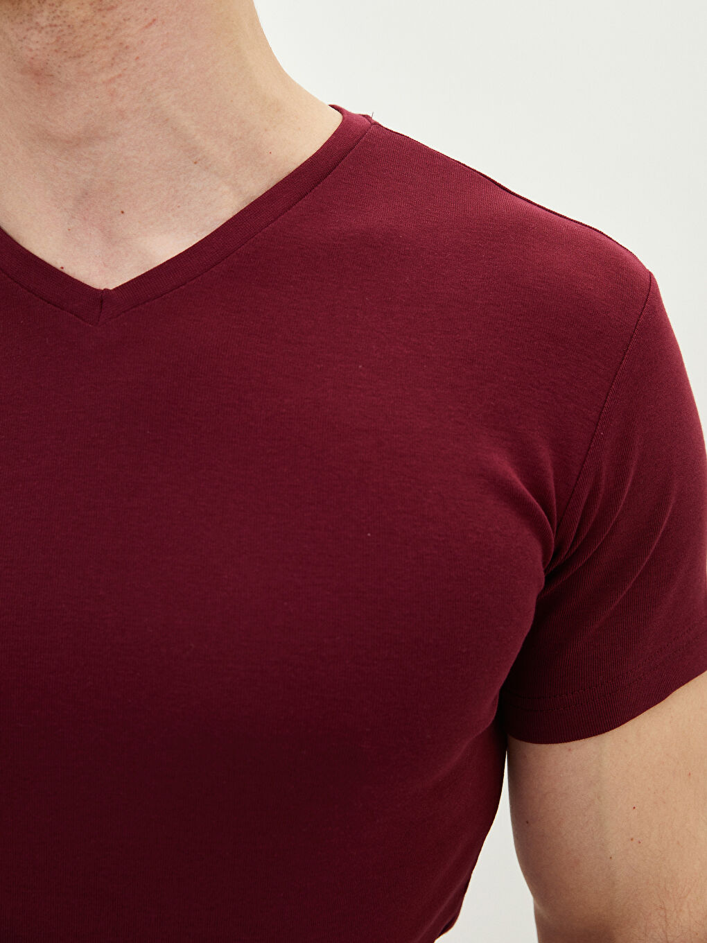 V Neck Short Sleeve Basic Men's T-Shirt-3