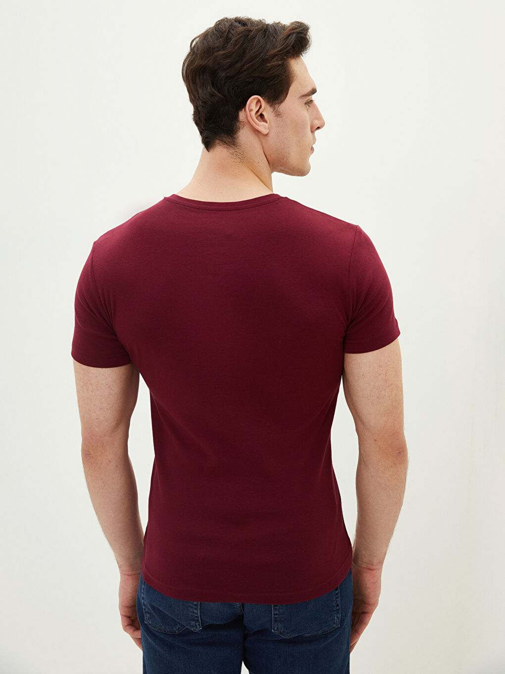V Neck Short Sleeve Basic Men's T-Shirt-4