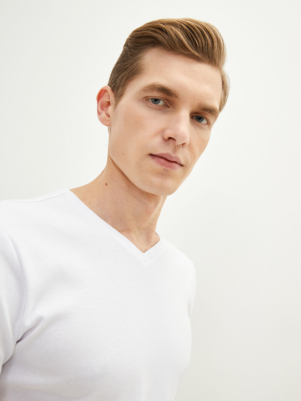 T-Shirt Basique Pour Hommes À Manches Courtes Et Col En V-3