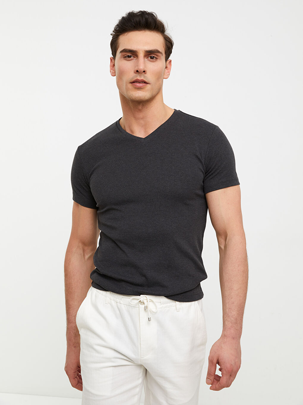 V Neck Short Sleeve Basic Men's T-Shirt