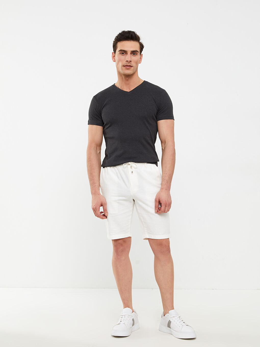 V Neck Short Sleeve Basic Men's T-Shirt-2
