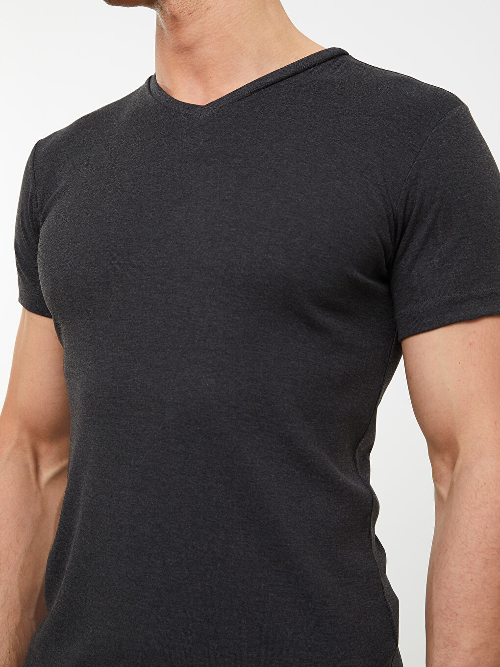 V Neck Short Sleeve Basic Men's T-Shirt-3