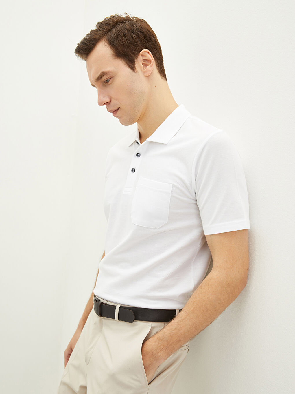 Polo Neck Short Sleeve Pique Men's T-Shirt