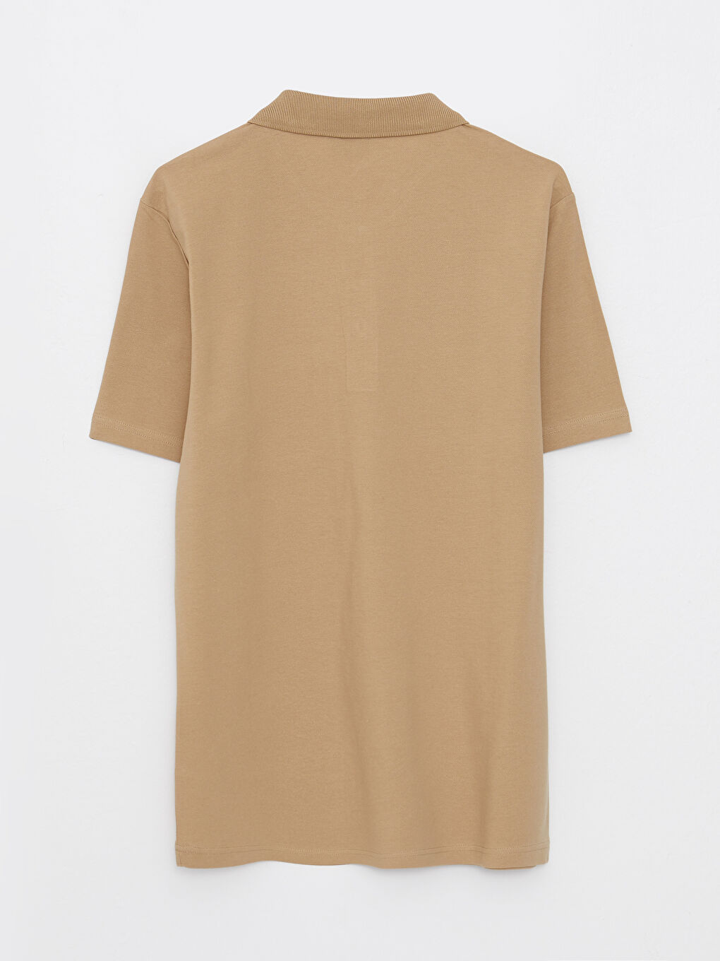 Bej Polo Yaka Kısa Kollu Pike Erkek Tişört-6