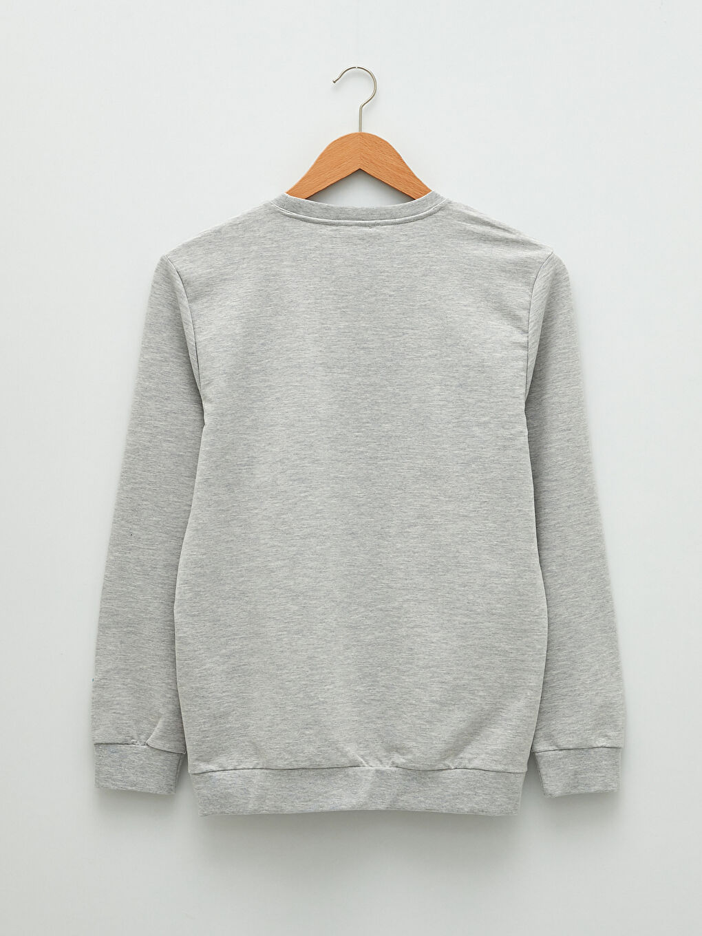 Bej Bisiklet Yaka Uzun Kollu Baskılı Erkek Sweatshirt-11