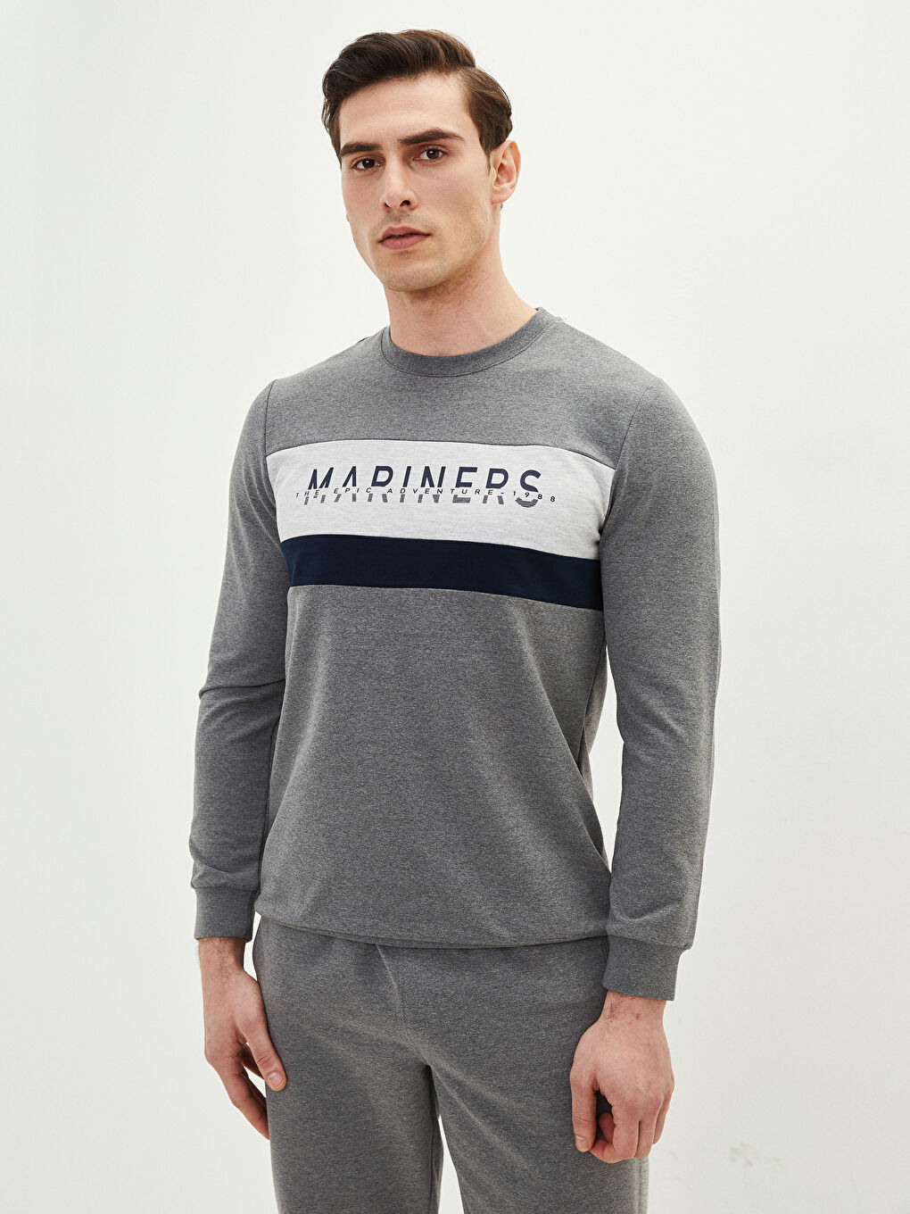 Crew Neck Long Sleeve Printed Men's Sweatshirt-2