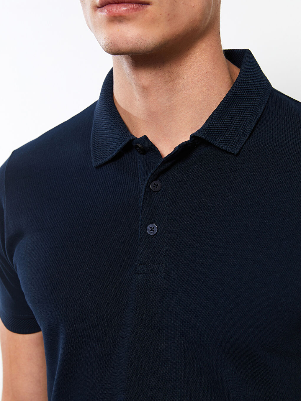Мужская футболка-поло из пике с короткими рукавами-3