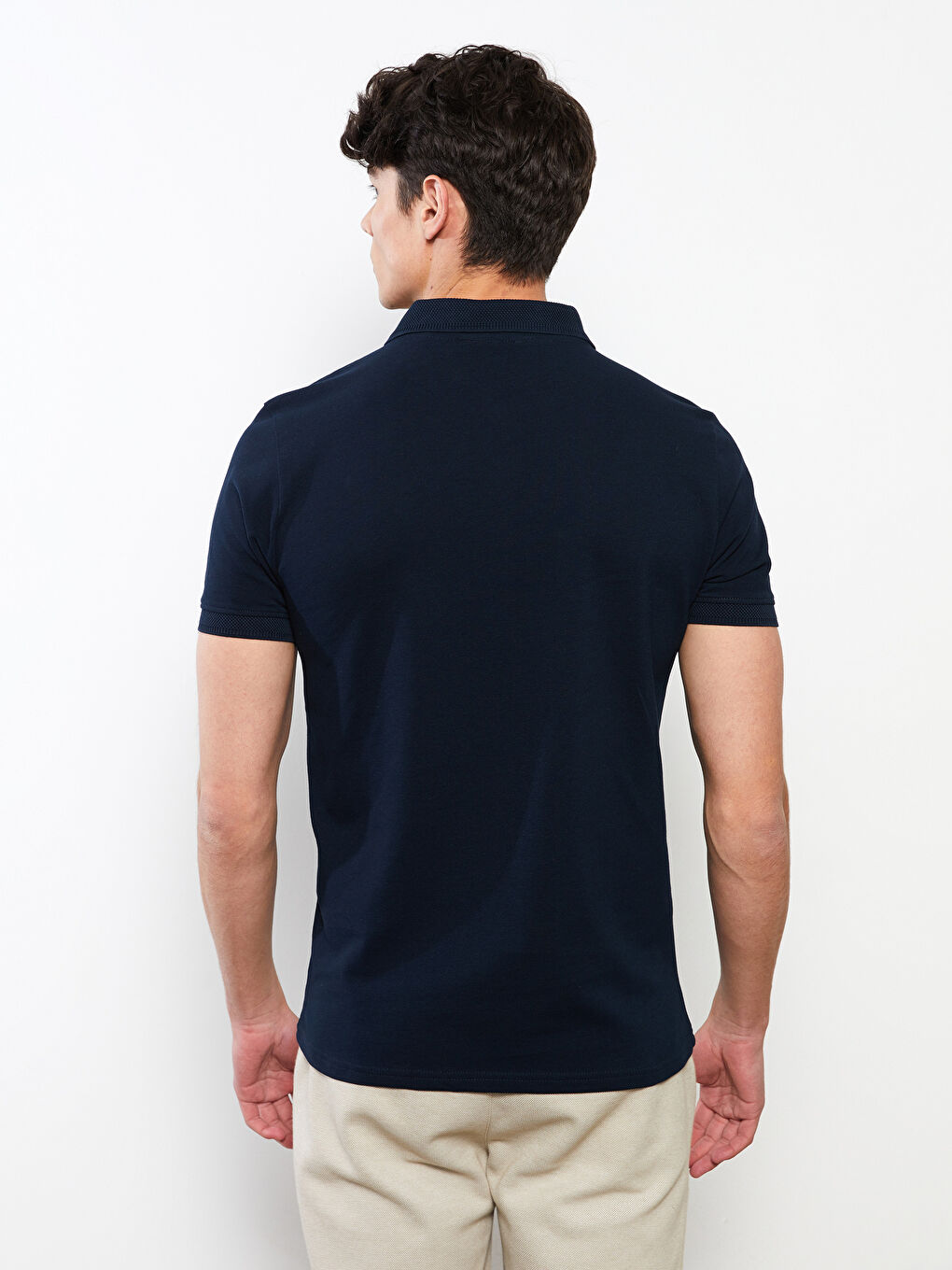 Мужская футболка-поло из пике с короткими рукавами-4