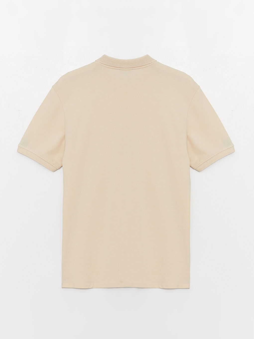 Bej Polo Yaka Kısa Kollu Pike Erkek Tişört-6