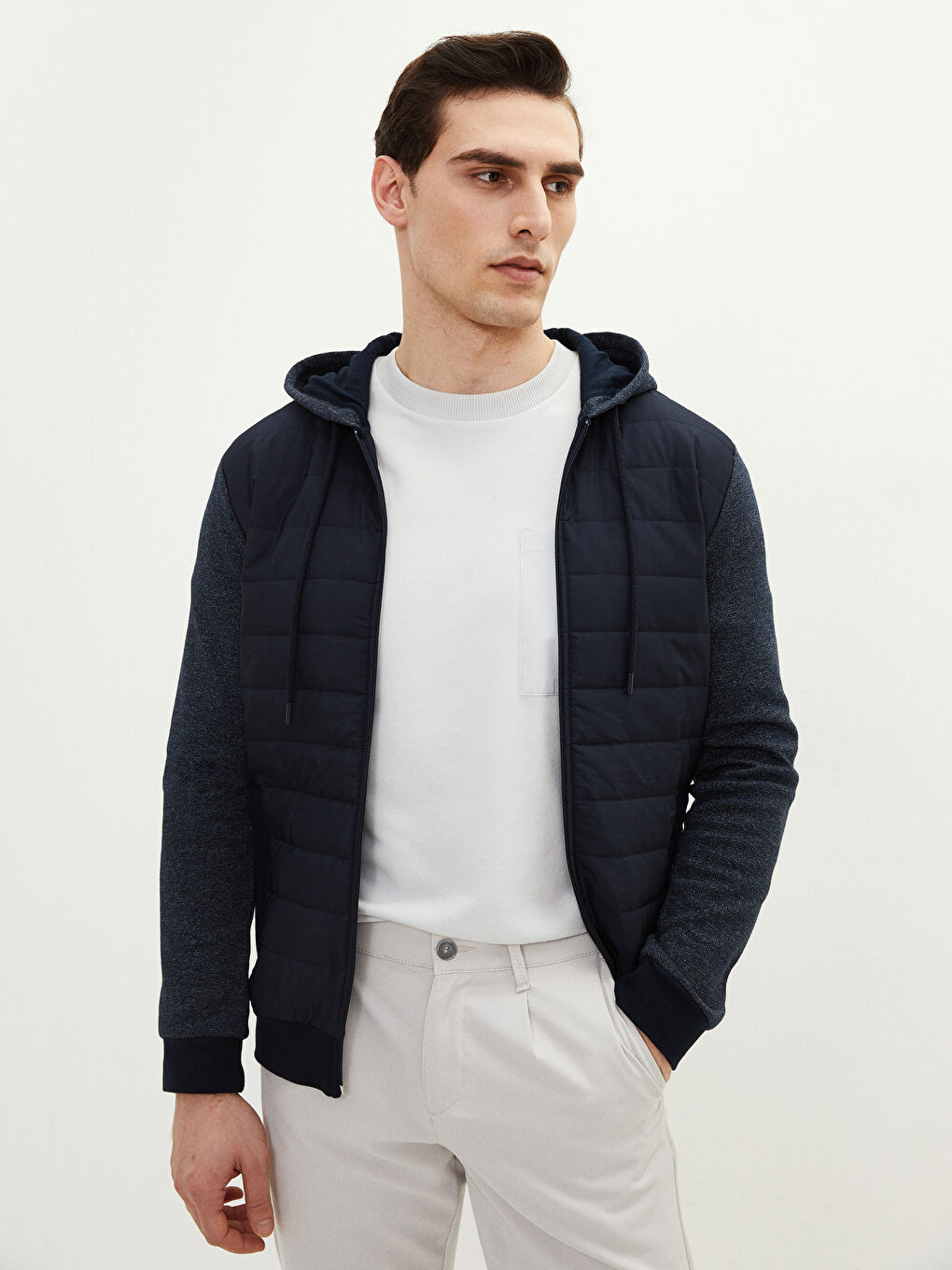 Relaxed Fit Hooded Long Sleeve Men's Sports Cardigan