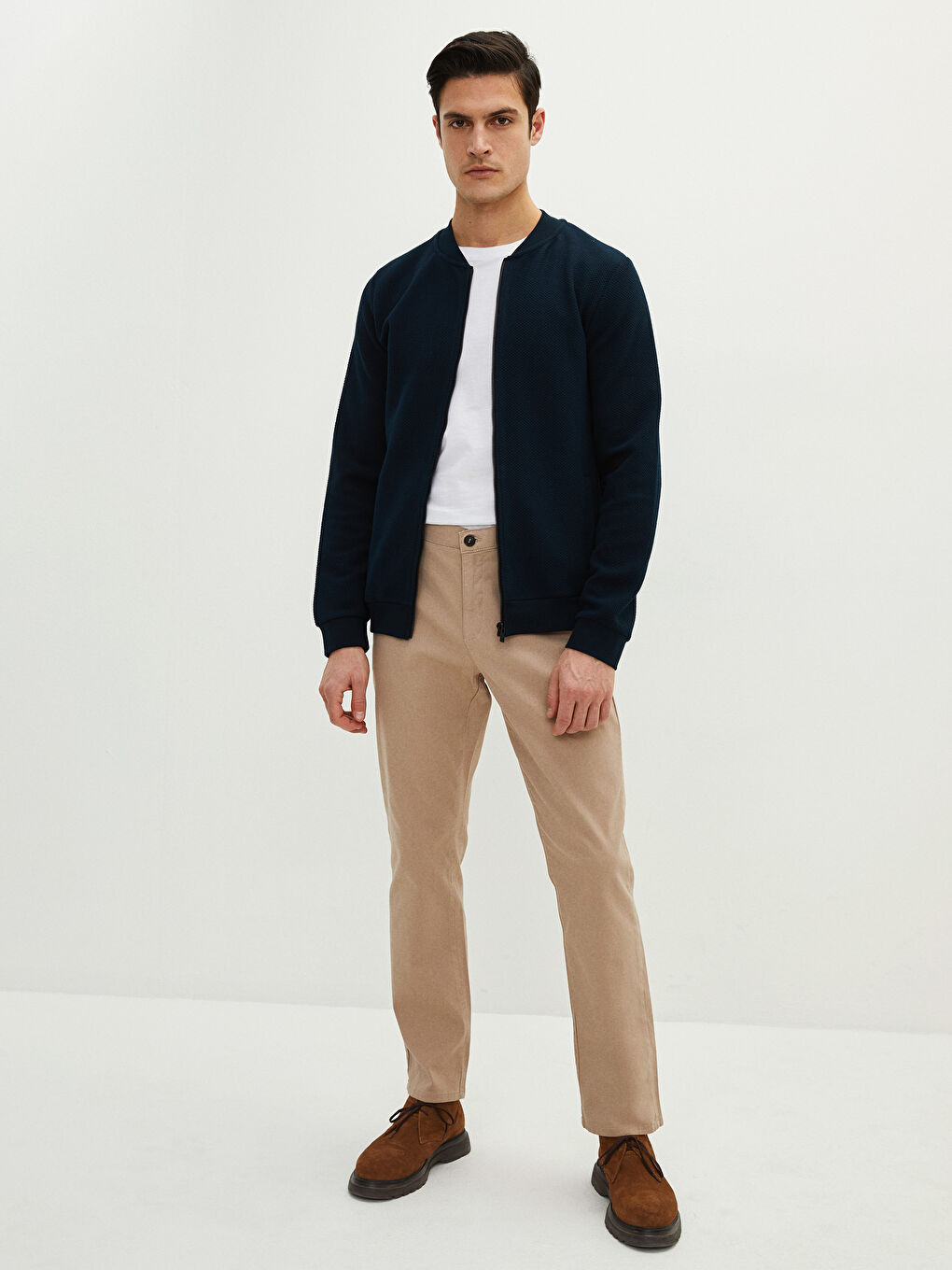 Lacivert Standart Kalıp Uzun Kollu Erkek Kolej Ceket-2