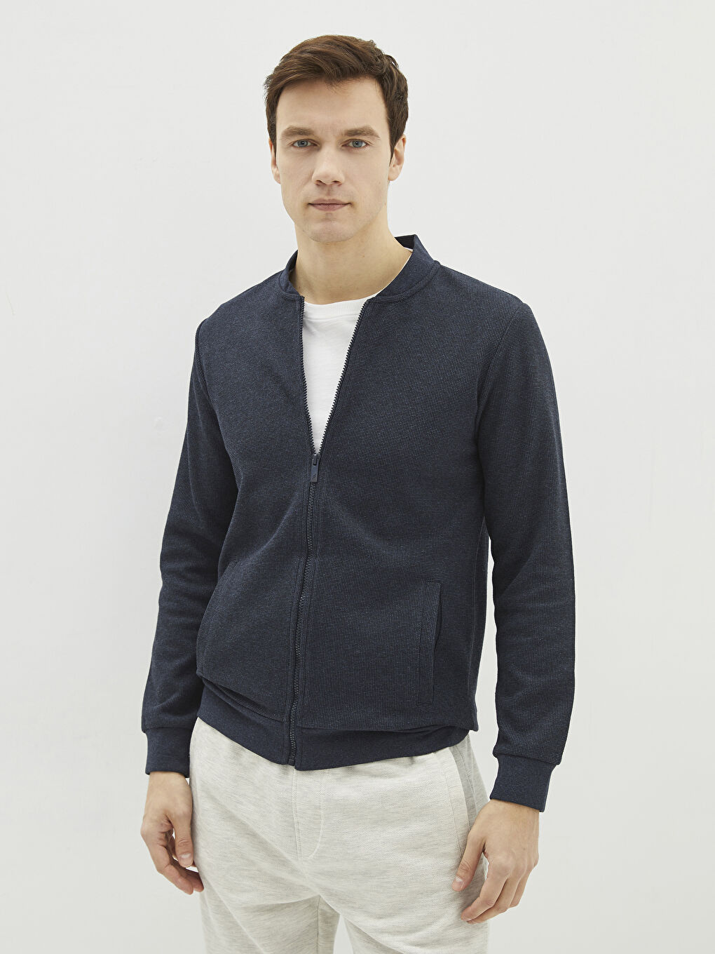 İndigo Rahat Kalıp Uzun Kollu Erkek Kolej Ceket-1