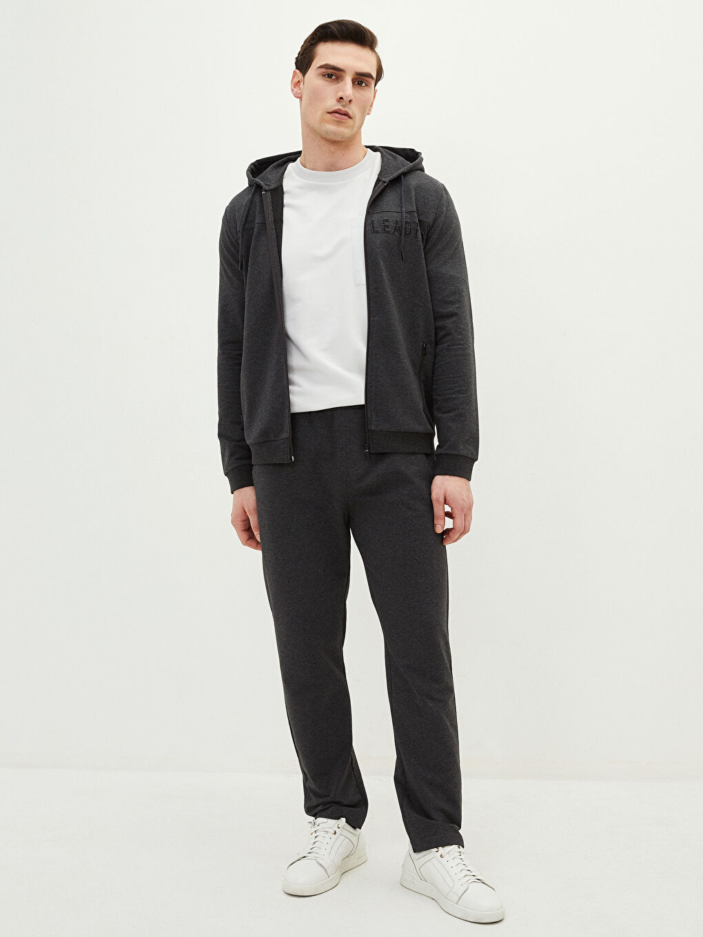 Antrasit Standart Kalıp Erkek Eşofman Altı-3