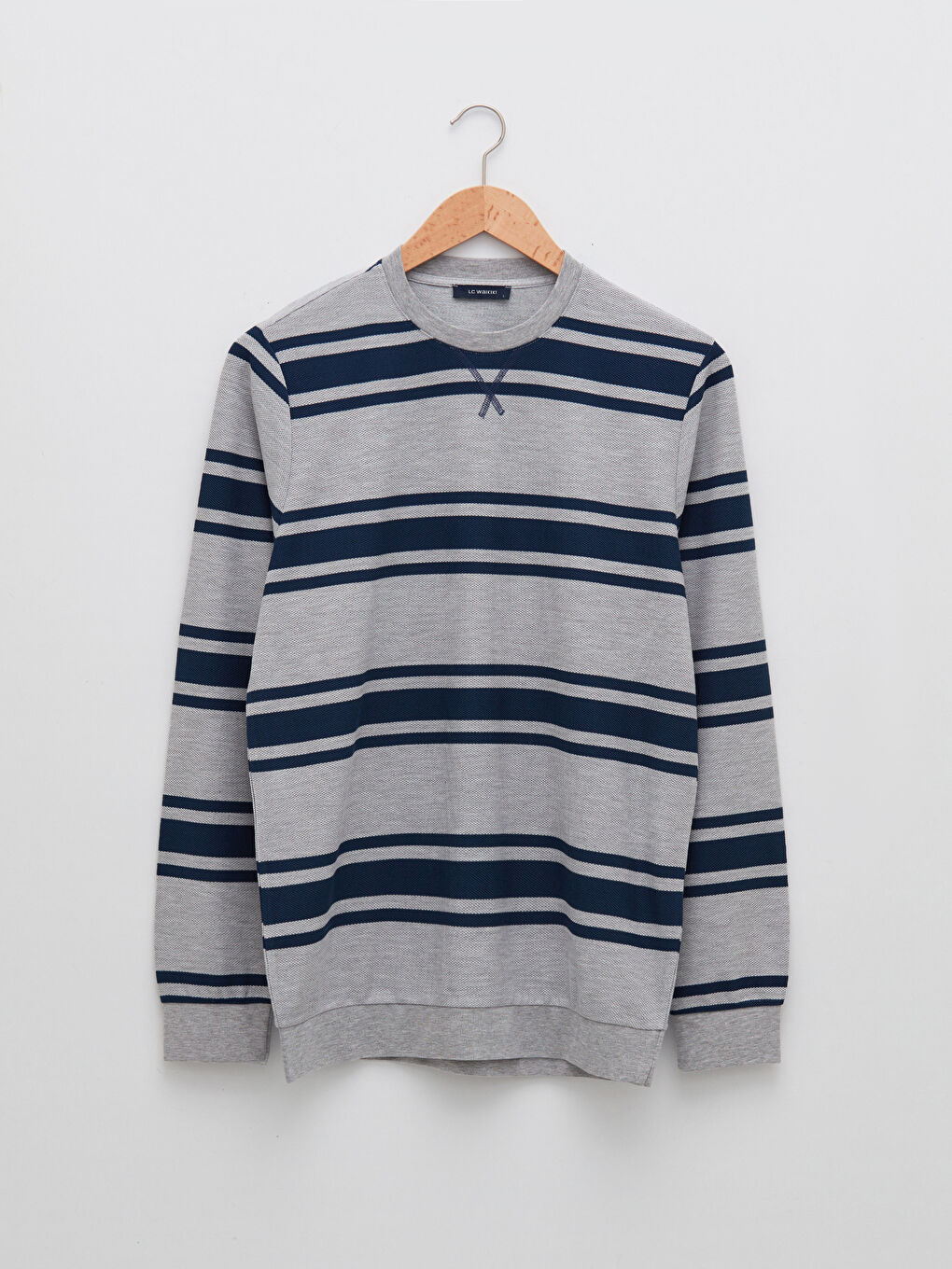 Crew Neck Long Sleeve Striped Men's Sweatshirt-5