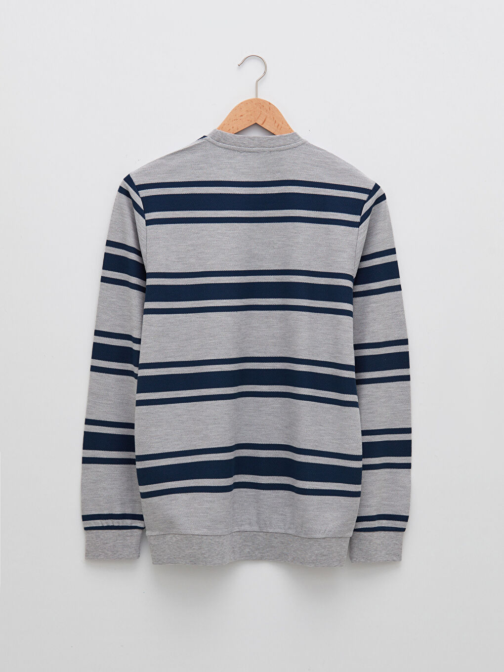 Crew Neck Long Sleeve Striped Men's Sweatshirt-6