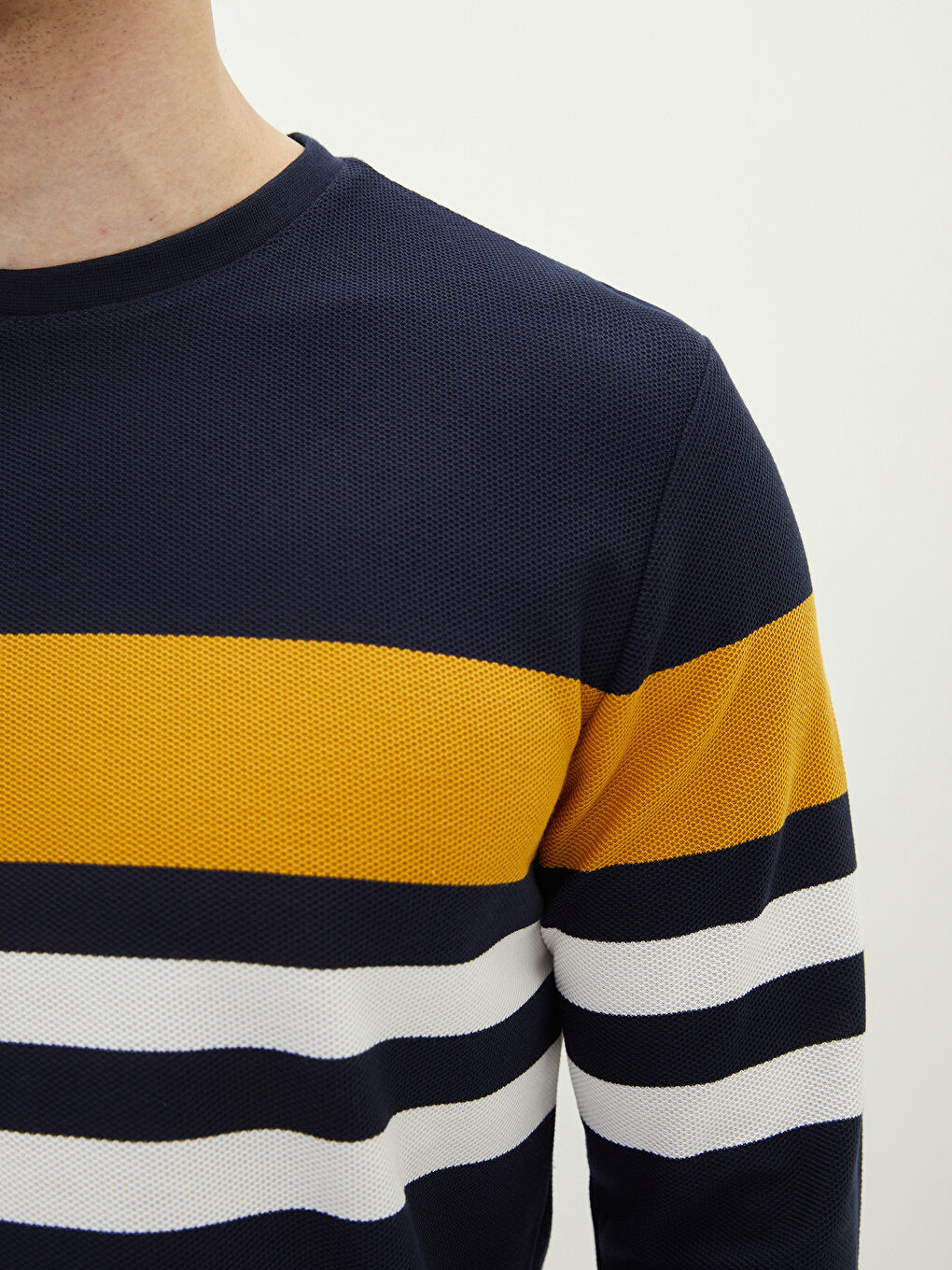 LCWAIKIKI Classic Crew Neck Long Sleeve Striped Men's Sweatshirt -S20863Z8-LGS