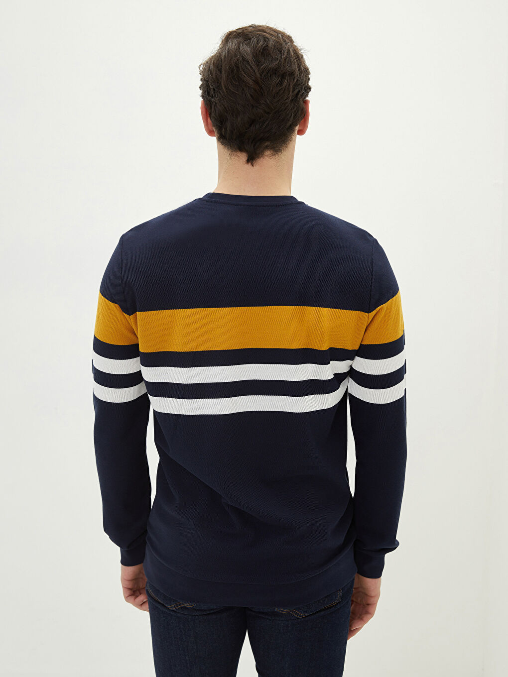 LCWAIKIKI Classic Crew Neck Long Sleeve Striped Men's Sweatshirt -S20863Z8-LGS