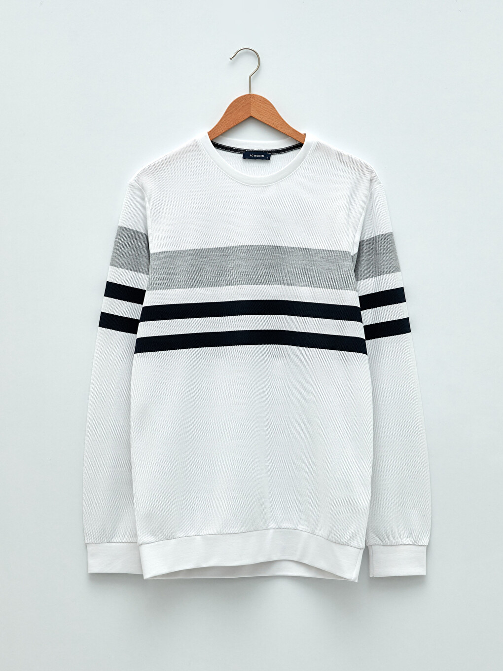 Crew Neck Long Sleeve Striped Men's Sweatshirt-5