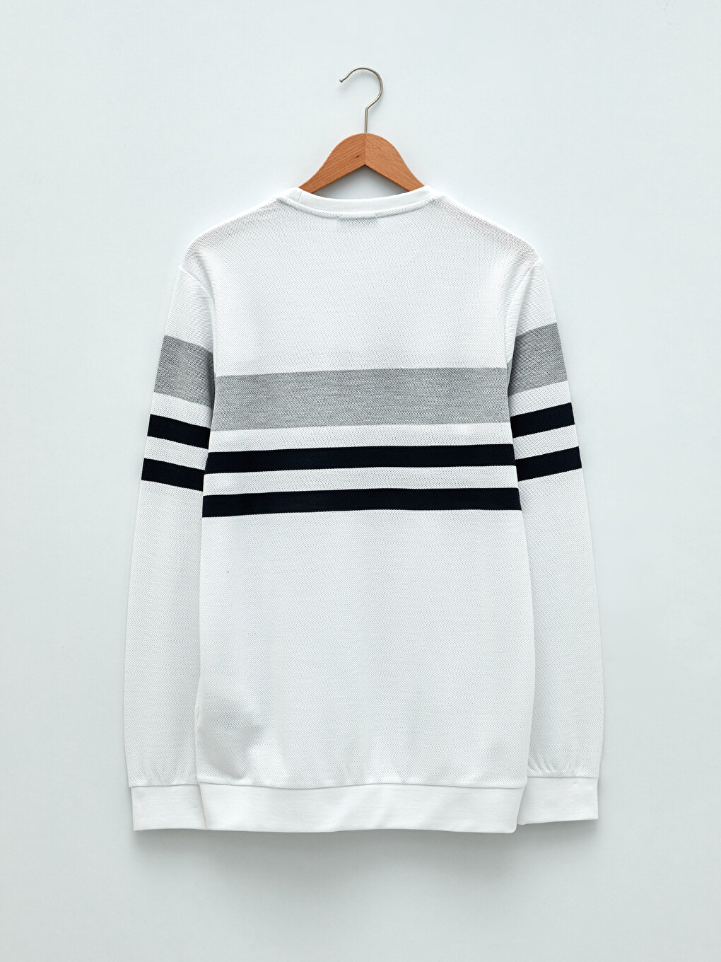 Crew Neck Long Sleeve Striped Men's Sweatshirt-6